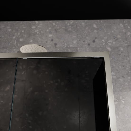 Balmani Senses Design douchehoek met linkse schuifdeur en vaste zijwand, 120 x 90 cm, Rookglas, Brushed CoolMetal profielen