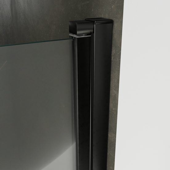 Luca Varess Kuresa porte battante 100 x 200 cm verre transparent avec bande mate profil noir mat