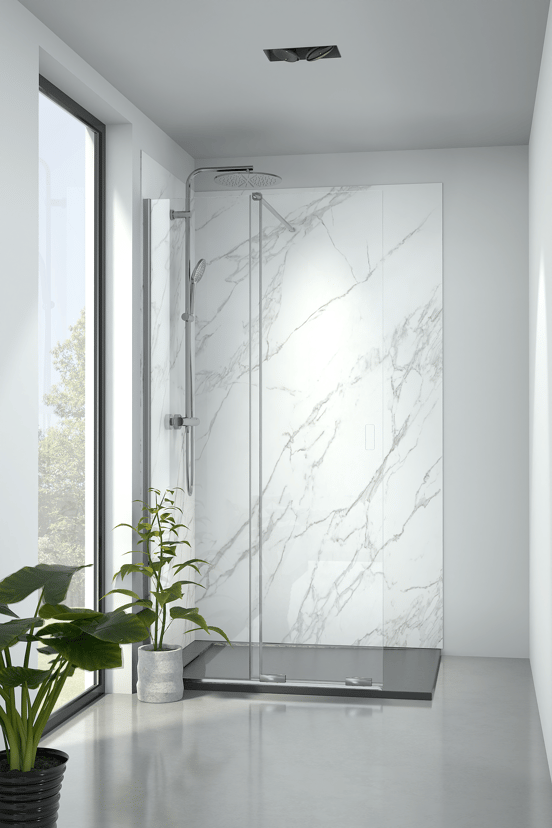 Balmani Move douche à l'italienne avec panneau coulissant 120 x 200 cm verre transparent profil chrome