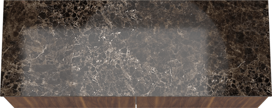 Balmani Sfera zwevend badkamermeubel 150 x 55 cm amerikaanse notelaar met Stretto enkel of dubbel tablet in marmer dark emperador