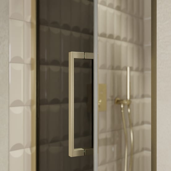 Balmani Senses Design douche draaideur links 90 cm x 210 cm Rookglas, Brushed Champagne Gold profielen