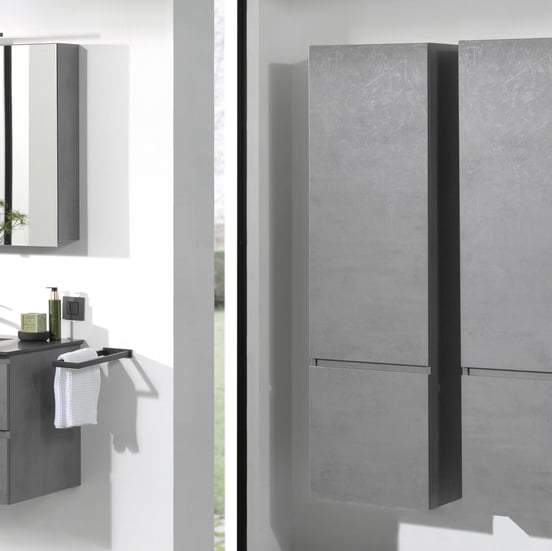 Balmani Cubo/Lucida zwevende badkamerkast links beton donkergrijs 45 x 35 x 169 cm