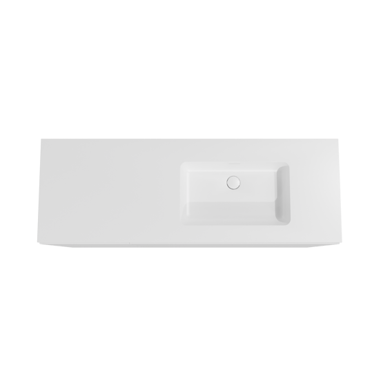 Storke Edge meuble salle de bains à poser 150 x 52 cm blanc mat avec Mata plan vasque asymétrique à droite en solid surface blanc mat