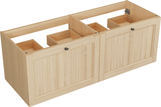 Balmani Lemon hängender Waschbeckenunterschrank: 150 x 55 cm, Naturbelassene Eiche Furnier, 4 Schubladen