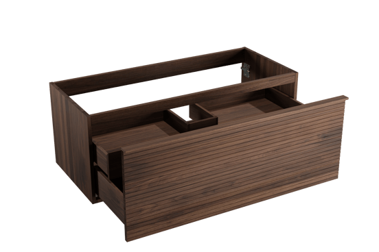 Balmani Forma zwevende wastafelonderkast 120 x 55 cm Amerikaans notenhout 2 lades horiz. sym. groef