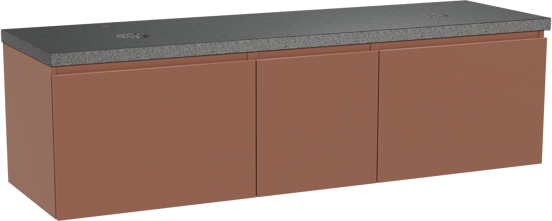 Balmani Sfera zwevend badkamermeubel 180 x 55 cm cotto met Rock dubbel tablet in graniet zwart