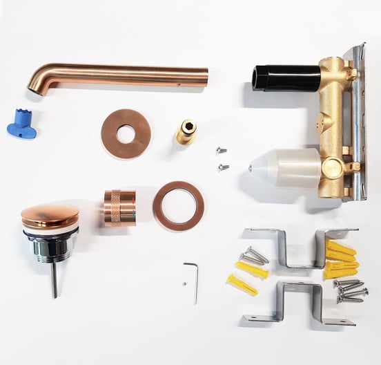 Blaufoss Pavilion Unterputz-Waschbecken Armatur: Brushed Rosegold, Einbauelement inklusive