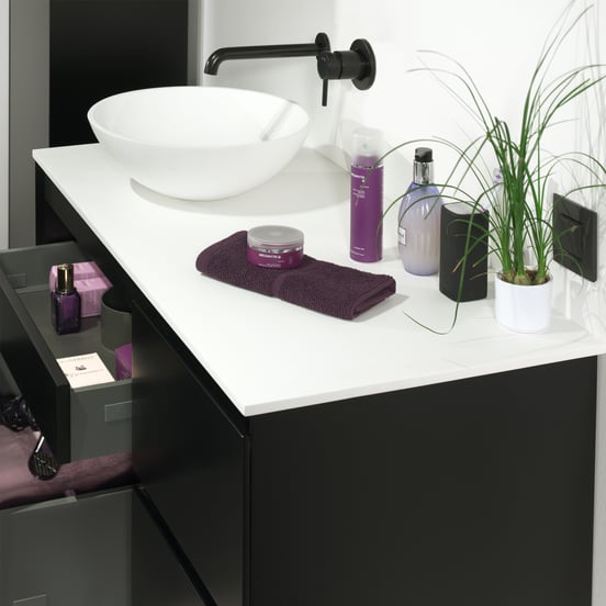 Blaufoss Round robinet de lavabo encastré noir mat incl élément intégré