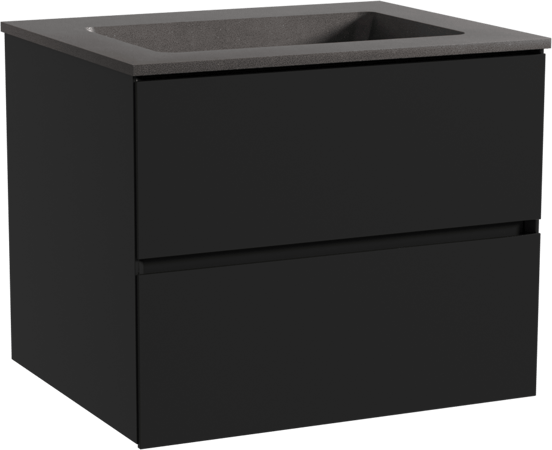 Storke Edge meuble salle de bains suspendu 65 x 52 cm noir mat avec Scuro plan simple en quartz noir mat