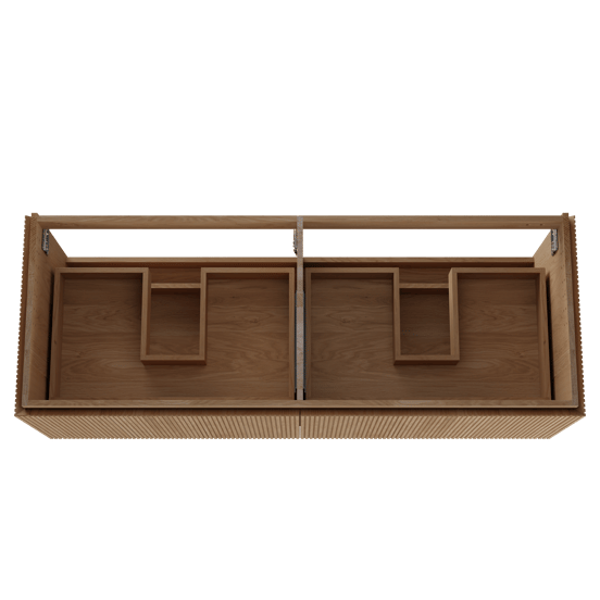 Balmani Eclips hängendes möbelstück Waschtischunterschränke 150 x 55 cm Eiche natur 4 Schubladen Vert. Sym. Rippe