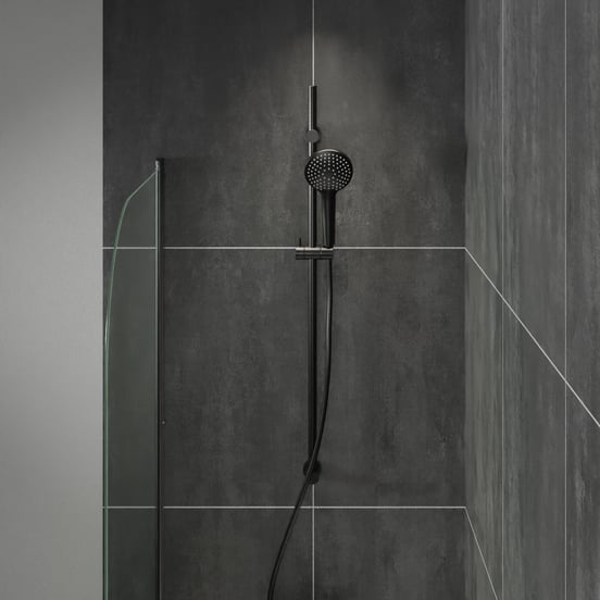 Blaufoss Round Brauseset: 100 cm, 3 Strahlarten, Schwarz matt