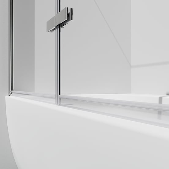 Luca Varess Kuresa tweedelige opvouwbare badwand 140 cm helder glas glanzend chroom profiel