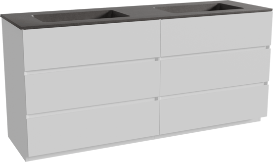 Storke Edge meuble salle de bains à poser 170 x 52 cm blanc mat avec Scuro double vasque en quartz noir mat