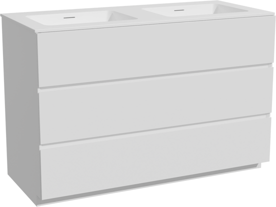 Storke Edge meuble salle de bains à poser 120 x 52 cm blanc mat avec Mata double vasque en solid surface blanc mat