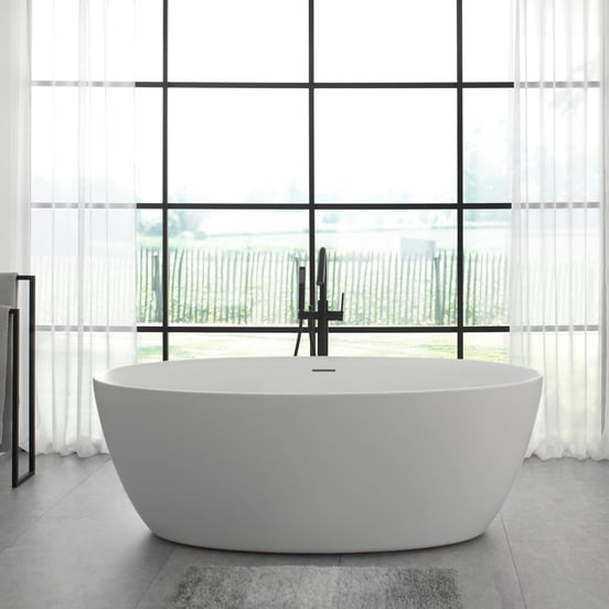 Luca Varess Dias baignoire îlot ovale 170 x 82 cm acrylique blanc mat