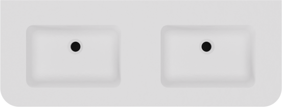 Storke Soft meuble salle de bains suspendu 120 x 46 cm noyer avec Mata Soft double vasque en Solid Surface blanc mat, Nervure droite symétrique verticale