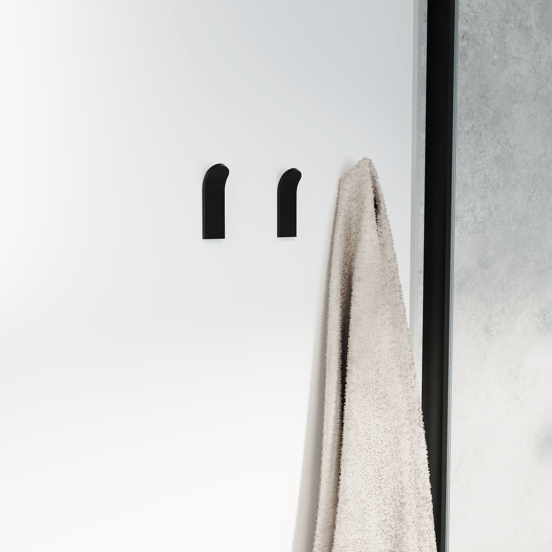 Linie Lucy Doppel-Shampoohalter für Duschwand mit Handtuchhaken, Schwarz matt
