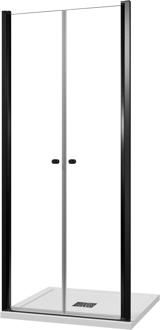 Luca Varess Kuresa porte battante 90 x 200 cm verre transparent profil noir mat