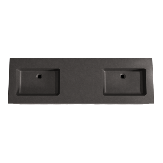 Storke Ribs zwevend badmeubel 165 x 52 cm notenhout met Scuro dubbele wastafel in kwarts mat zwart, Verticale symmetrische rechte ribbel