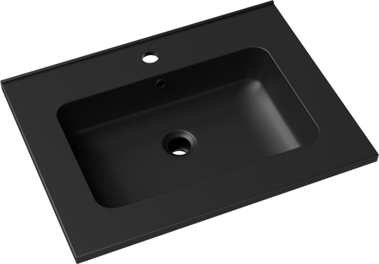 Linie Vano enkele wastafel Mat Zwarte composietmarmer 60 x 46 cm