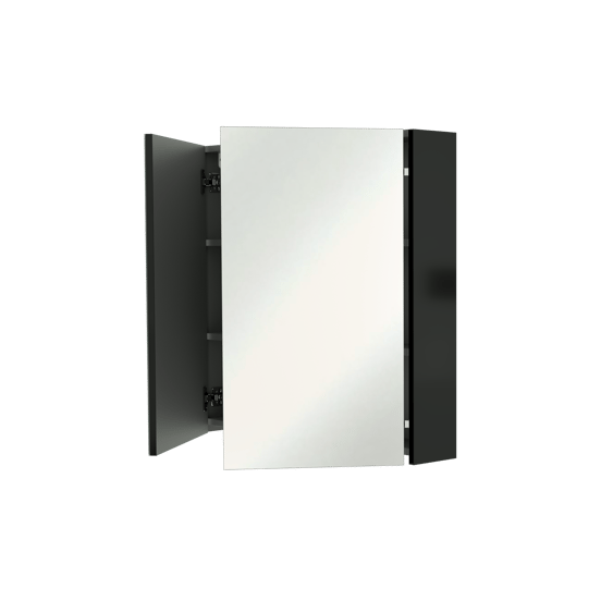 Linie Montro Spiegelschrank Bad: 80 x 75 cm, Schwarz Matt