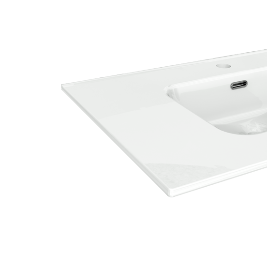 Linie Baro enkele wastafel Glanzend Witte porselein 80 x 46 cm