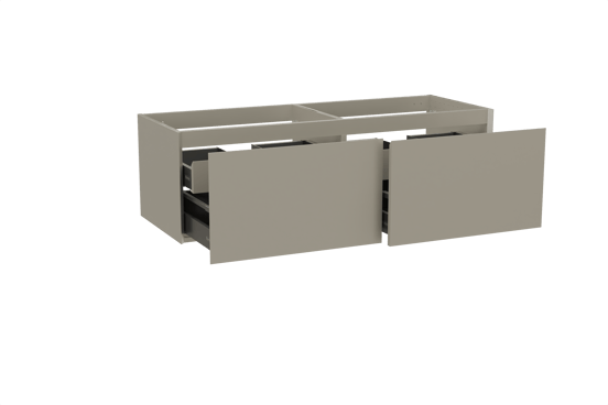 Balmani Idra zwevend badmeubel 150 x 55 cm steengrijs met Tablo Arcato dubbele wastafel in solid surface steengrijs
