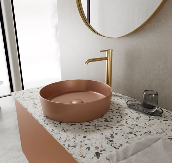 Balmani Fiyi waskom mat Cotto Solid Surface rond Ø 39 cm