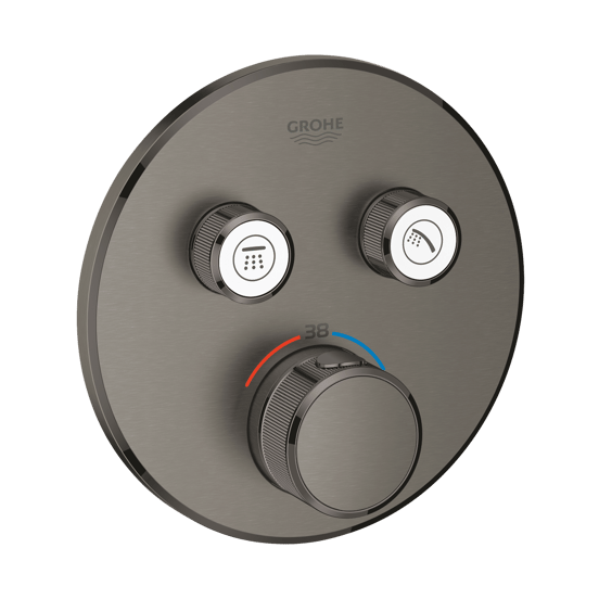 Grohe Grohtherm SmartControl Round Thermostat-Duscharmatur: Unterputz, für 2 Verbraucher, Brushed Hard Graphite