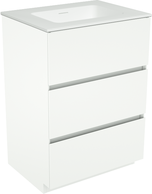 Storke Edge meuble salle de bains à poser 60 x 46 cm blanc mat avec Mata plan simple en solid surface blanc mat