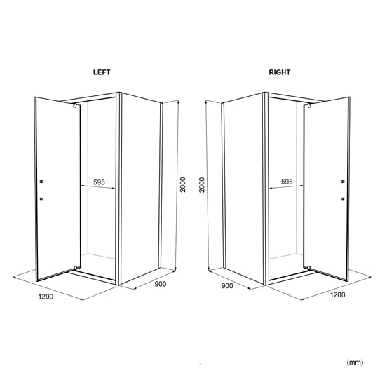 Luca Varess Talan rechthoekige douchecabine met draaideuren 90 x 120 cm helder glas mat zwart profiel