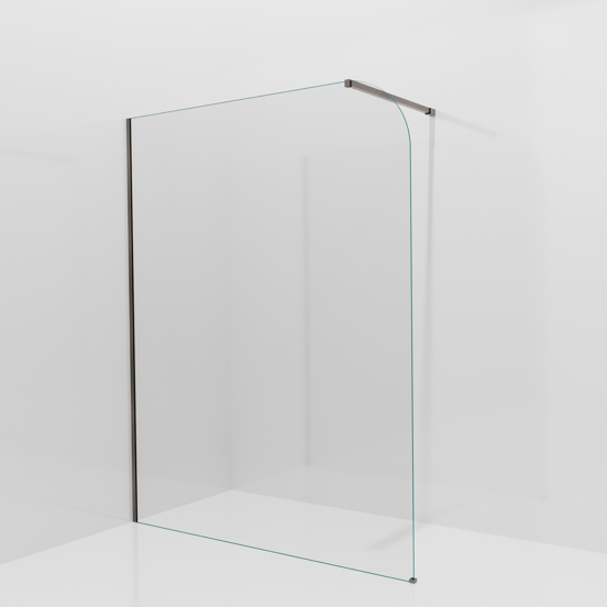 Balmani Modular inloopdouche: 160 x 200 cm, Helder glas afgerond, Brushed GunMetal profielen