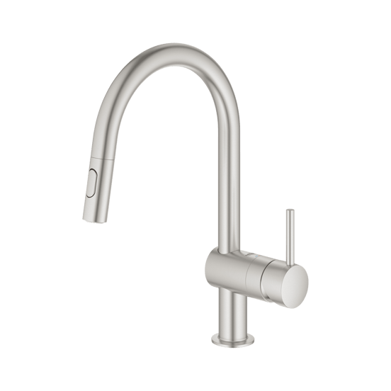 Grohe Minta C-uitloop keukenkraan met uittrekbare kop Supersteel 32321DC2