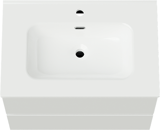 Linie Lado zwevend badmeubel 70 x 46 cm hoogglans wit met Baro enkele wastafel in porselein hoogglans wit