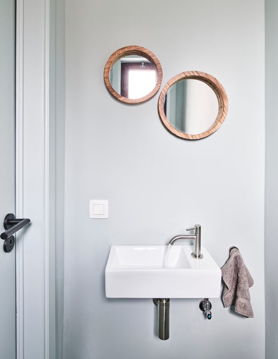 Luca Varess Cubic midi handenwasser Glanzend Wit Porselein 40,5x20cm rechts