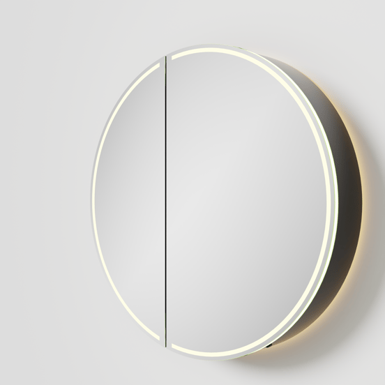 Balmani Mara spiegelkast Rond Ø 80 Mat Zwart met spiegelverlichting en anti-damp