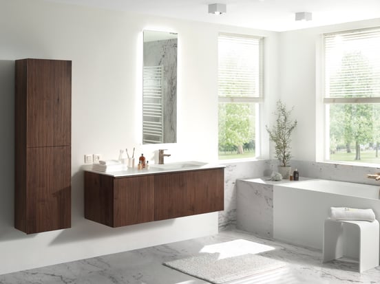 Balmani Giro rechthoekig badkamerspiegel 45 x 120 cm met spiegelverlichting en anti-damp