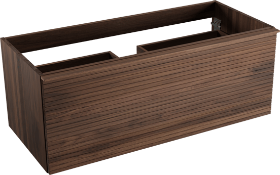 Balmani Forma zwevende wastafelonderkast 120 x 55 cm Amerikaans notenhout 2 lades horiz. sym. groef