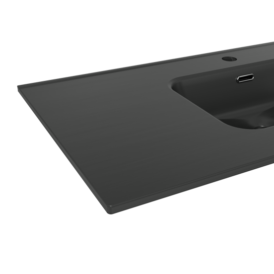 Linie Baro enkele wastafel Mat Zwarte porselein 100 x 46 cm