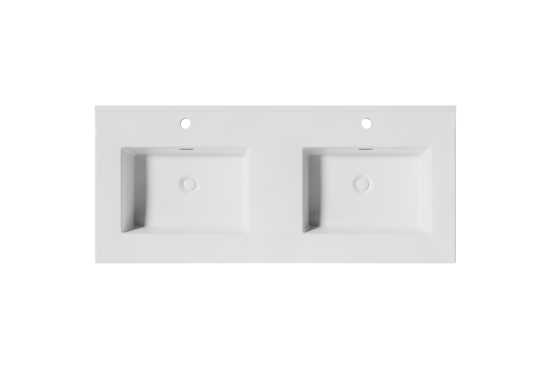 Storke Kera dubbele wastafel Glanzend Witte porselein 120 x 52 cm, afvoerplug inbegrepen