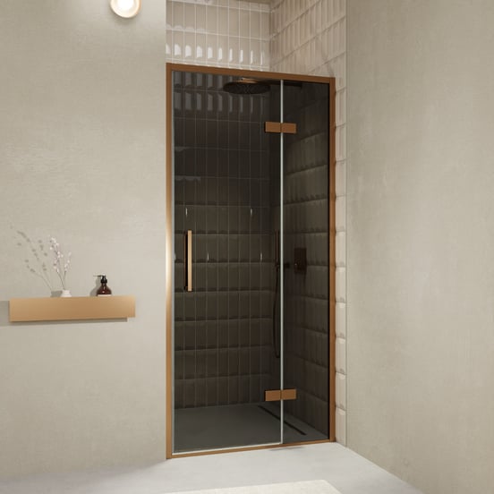 Balmani Senses Design porte pivotante à droite 100 cm x 210 cm verre fumé, Profil Brushed Rosegold