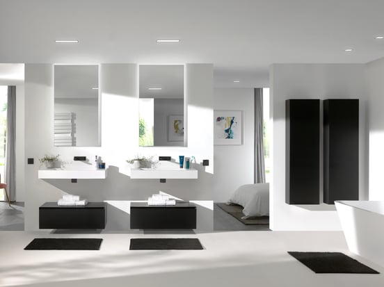 Balmani Mitra Elements/Idra Badhochschrank: Hängend, Schwarz matt, 42 x 20 x 150 cm