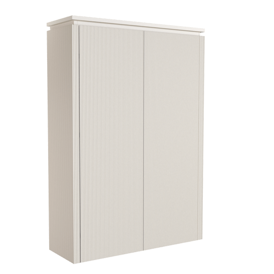 Balmani Eclips Ribs zwevende kolomkast Sandbeige 90 x 32 x 130 cm vert. sym. groef