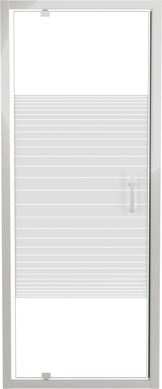 SanyOne Anton porte pivotante 80 cm x 190 cm verre À rayures profil blanc brillant