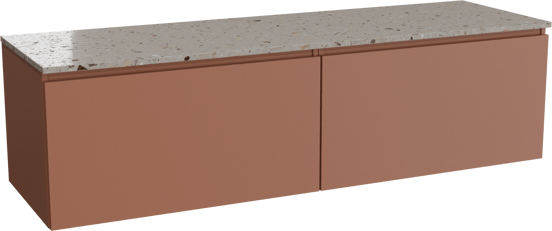 Balmani Sfera meuble salle de bains suspendu 180 x 55 cm cotto avec Stretto tablette simple ou double en terrazzo greige terrazzo