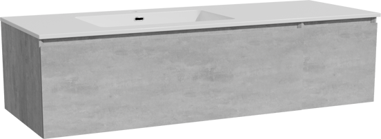 Storke Edge hängendes Möbelstück Set: 140 x 52 cm, Beton dunkelgrau, mit Diva Waschtisch links, Marmorkomposit Weiß glänzend