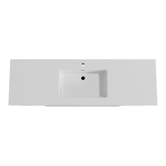 Storke Edge meuble salle de bains suspendu 165 x 52 cm blanc brillant avec Diva plan simple en marbre composite blanc brillant