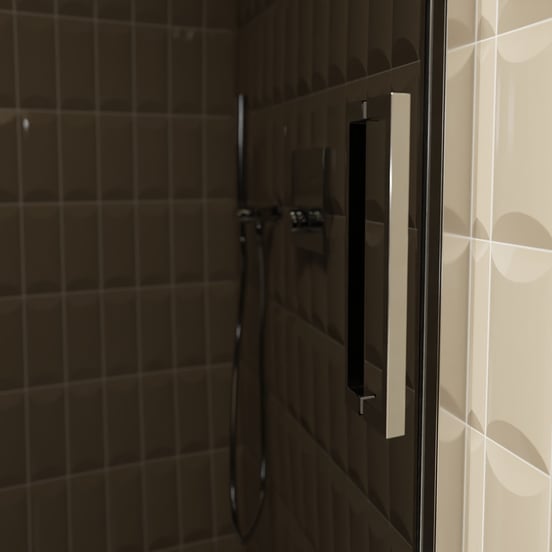 Balmani Senses Design Dusche Schiebetür, umkehrbar, 160 cm x 210 cm, Rauchglas, Profil Chrom