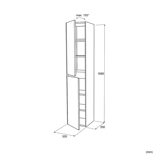 Balmani Mitra/Idra zwevende badkamerkast mat wit 35 x 35 x 169 cm