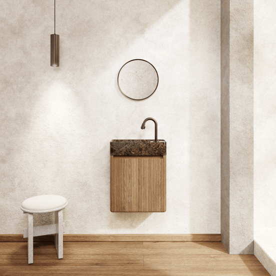 Balmani Auro ronde toiletspiegel Brushed GunMetal Ø 35 cm